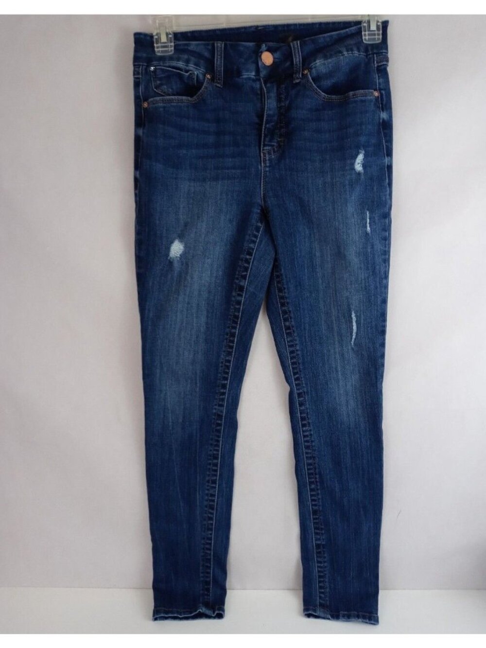 Seven7 Tummyless High Rise Skinny Ripped Whiskered Distressed Jeans Size 8